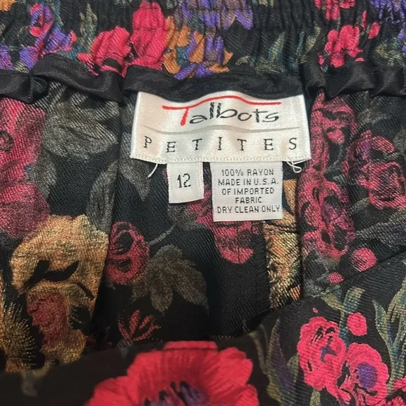 Talbots Floral Women's Skirt - Black, Red, Yellow size 12P - Picture 4 of 8